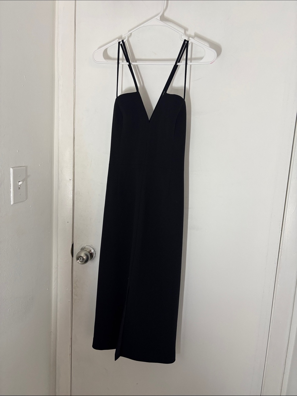 BCBGMaxAzria Black V-Neck Spaghetti-Strap Midi Dress RETAIL $298